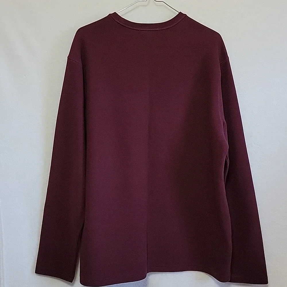 Banana Republic Mens Waffle Knit Crewneck Long Sleeve Shirt Maroon XL 1786395